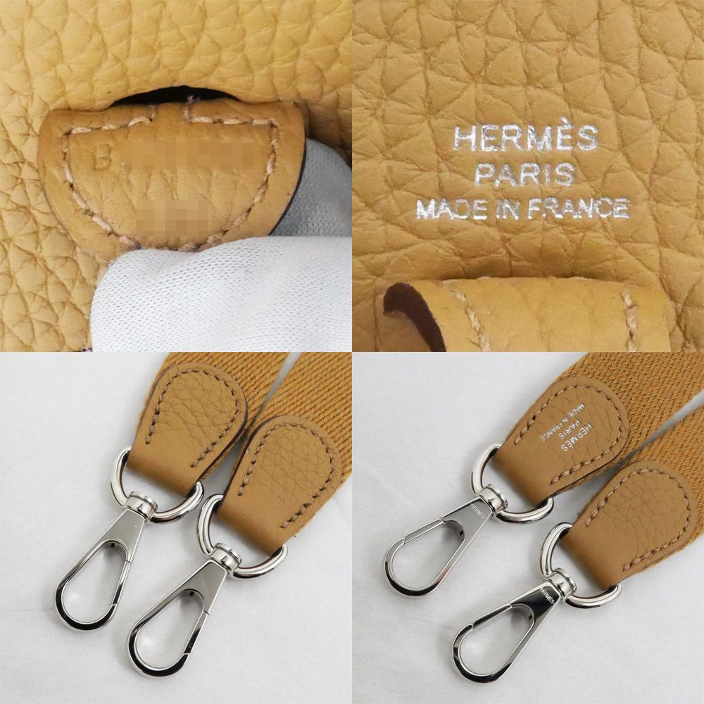 Hermes Evelyne TPM Shoulder Bag Biscuit Silver Taurillon Clemence — view 6