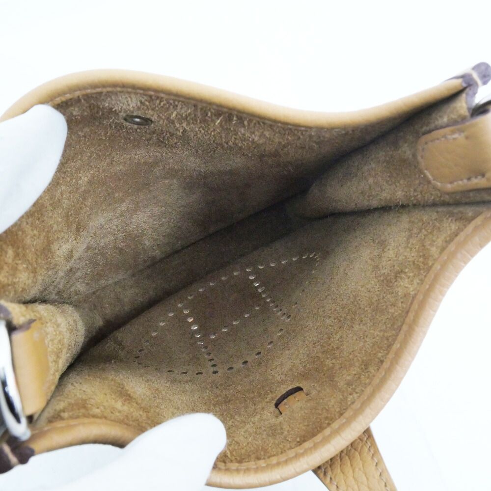 Hermes Evelyne TPM Shoulder Bag Biscuit Silver Taurillon Clemence — view 5