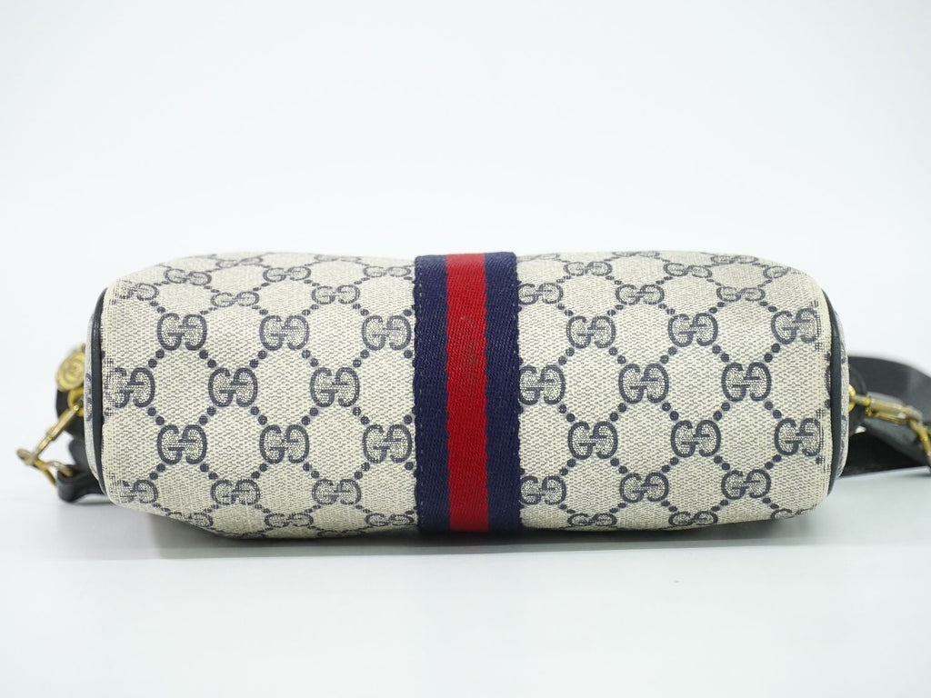 Gucci Vintage Sherry Line GG Supreme 2-Way Shoulder Bag Clutch Pochette Navy — view 3