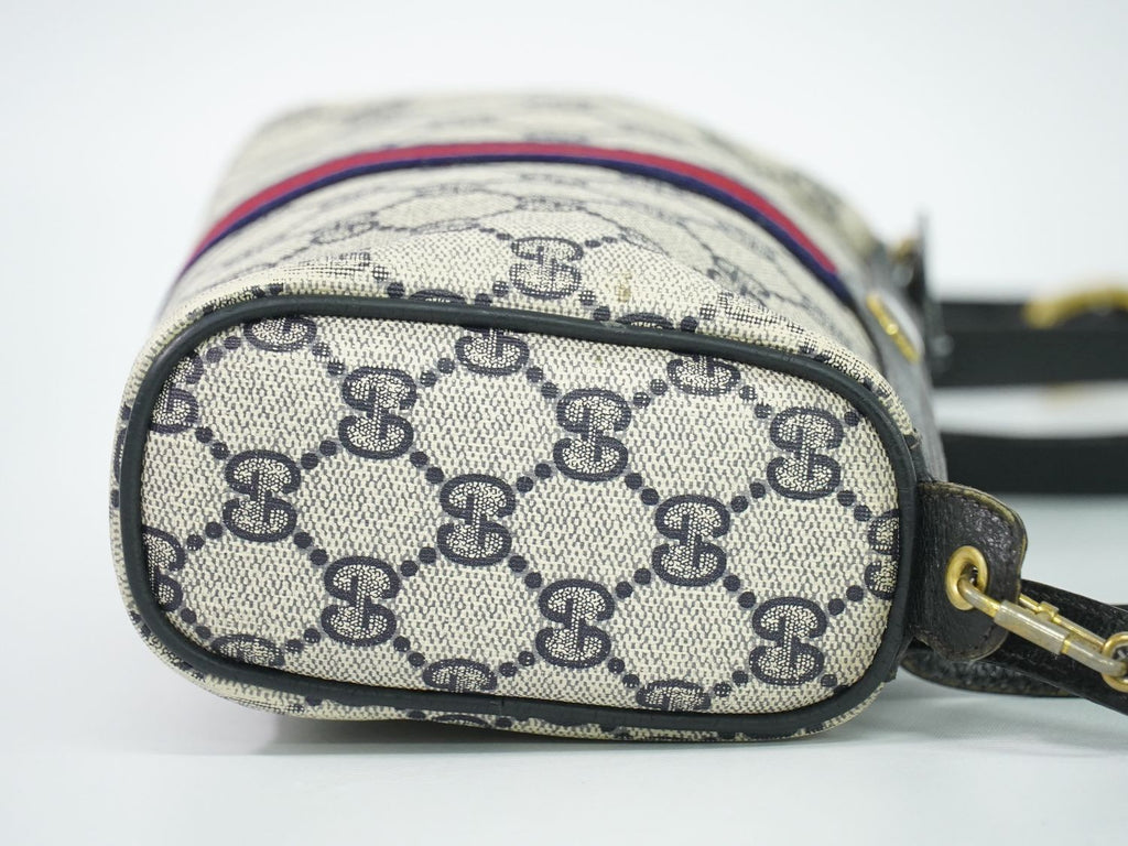 Gucci Vintage Sherry Line GG Supreme 2-Way Shoulder Bag Clutch Pochette Navy — view 4