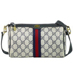 Gucci Vintage Sherry Line GG Supreme 2-Way Shoulder Bag Clutch Pochette Navy