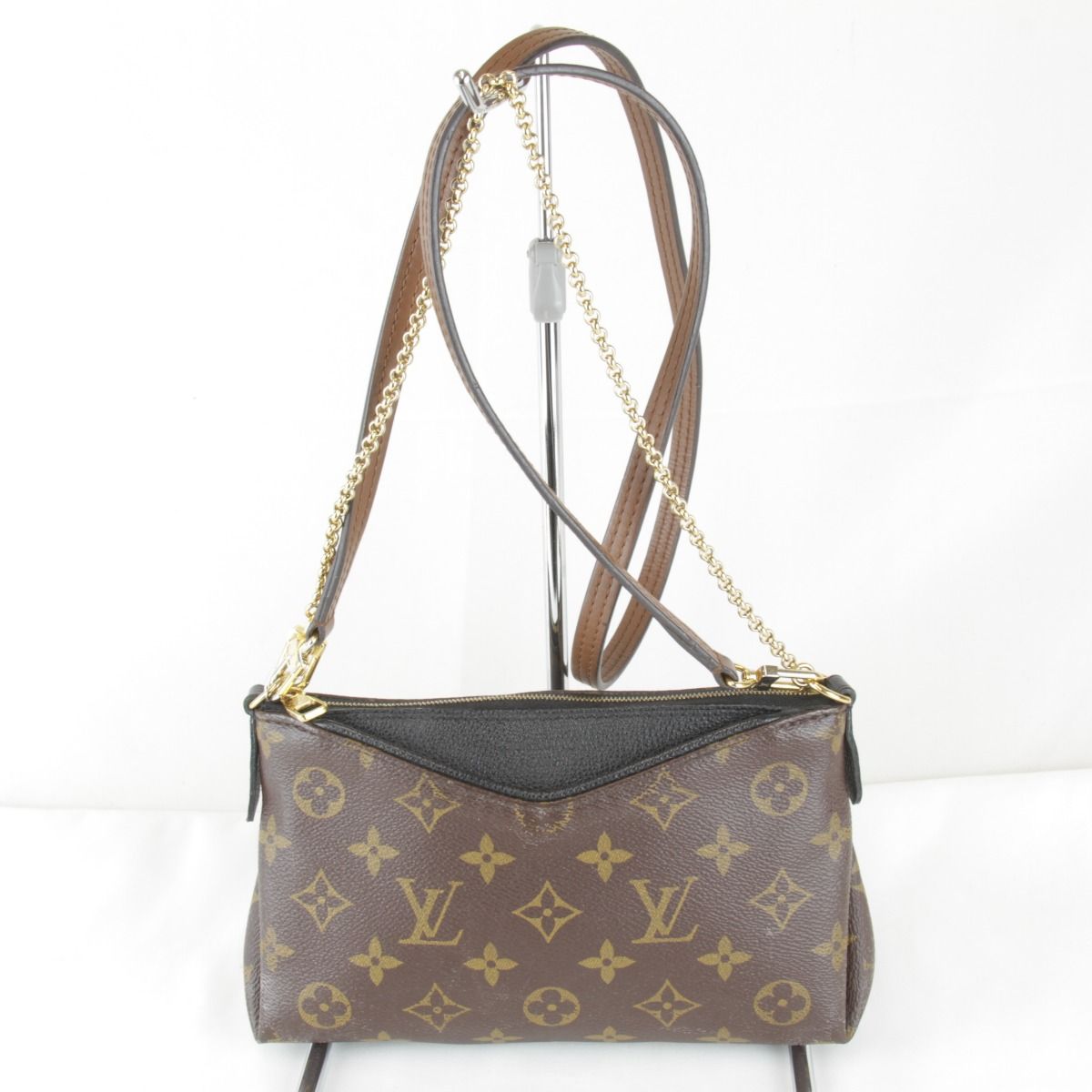 Louis Vuitton Usedlouis Monogram Pallas Clutch Shoulder Bag Canvas Leather