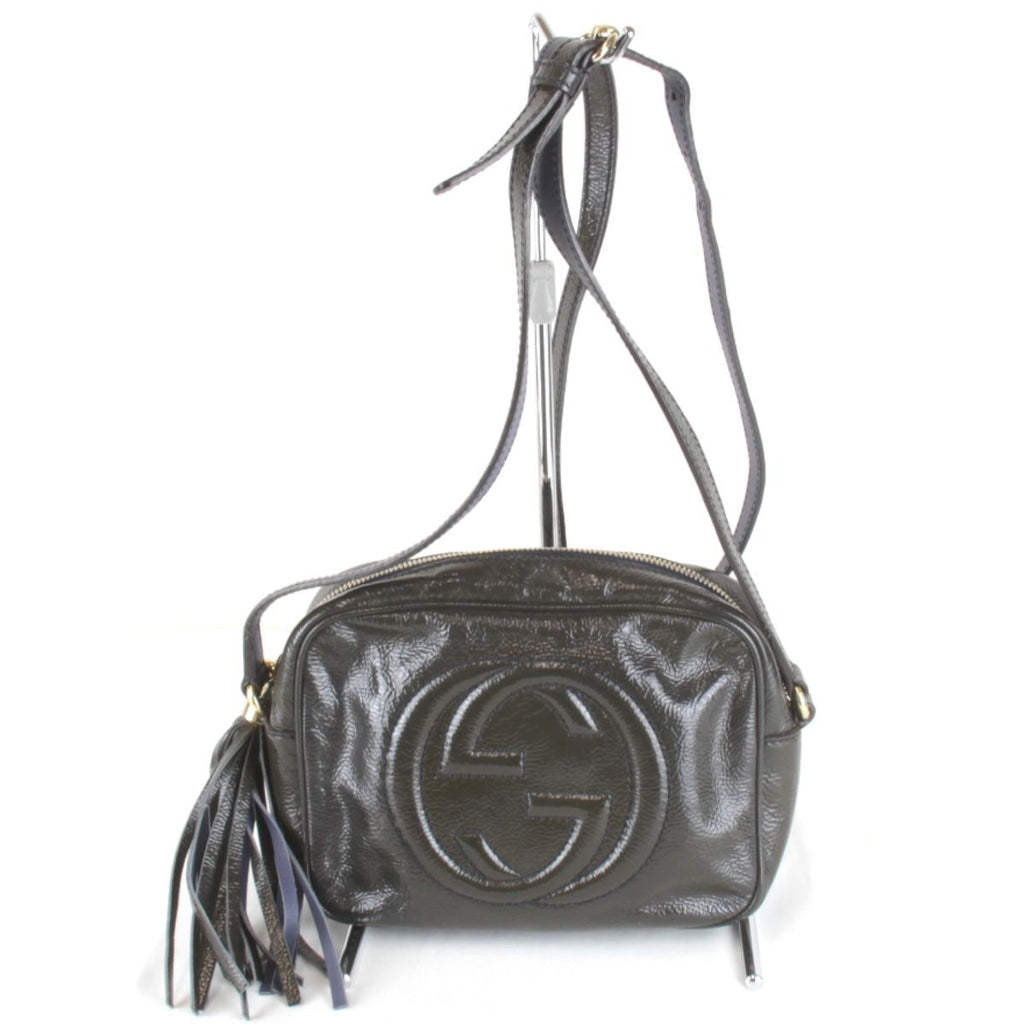 Gucci Soho Small Disco Shoulder Bag Patent Gray