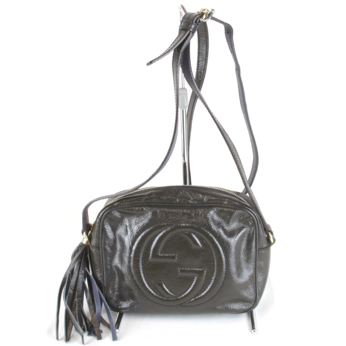 Gucci Soho Small Disco Shoulder Bag Patent Gray