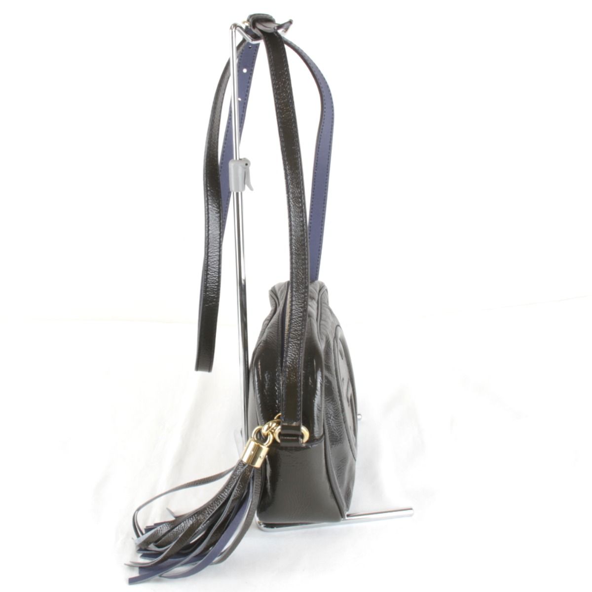 Gucci Soho Small Disco Shoulder Bag Patent Gray — view 2