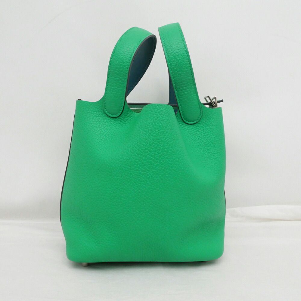 Hermes Picotin Lock PM Eclat Handbag Vert Valon Blue Dunor Silver Taurillon — view 2