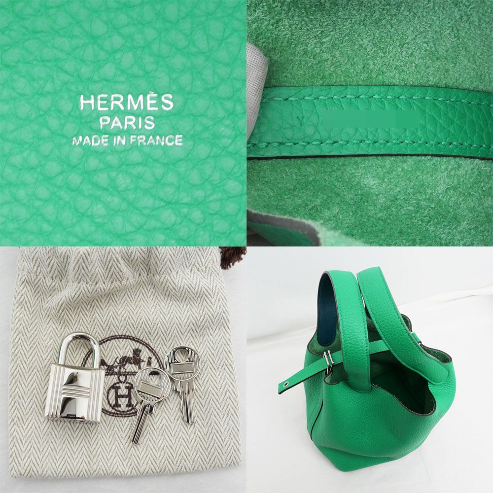 Hermes Picotin Lock PM Eclat Handbag Vert Valon Blue Dunor Silver Taurillon — view 6