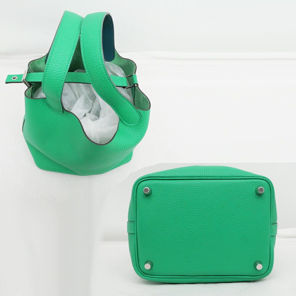Hermes Picotin Lock PM Eclat Handbag Vert Valon Blue Dunor Silver Taurillon — view 4