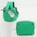 Hermes Picotin Lock PM Eclat Handbag Vert Valon Blue Dunor Silver Taurillon — view 4
