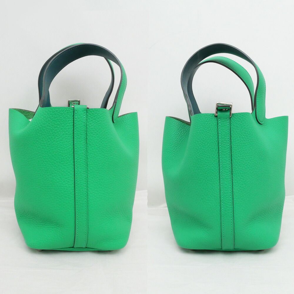 Hermes Picotin Lock PM Eclat Handbag Vert Valon Blue Dunor Silver Taurillon — view 3
