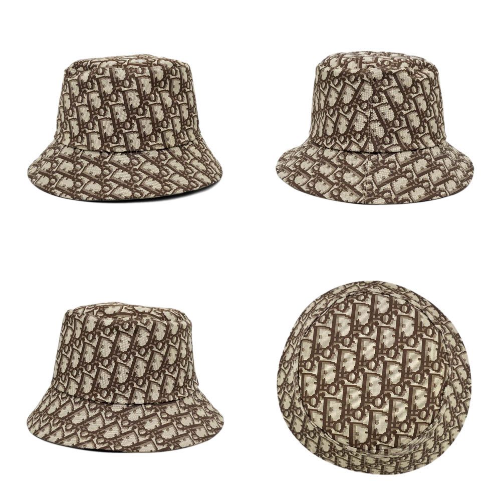 Dior Bob Hat Teddy-D Reversible Brown Check Oblique 57 Hat — view 2