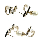 Chanel Logo Faux Pearl Earrings — view 3