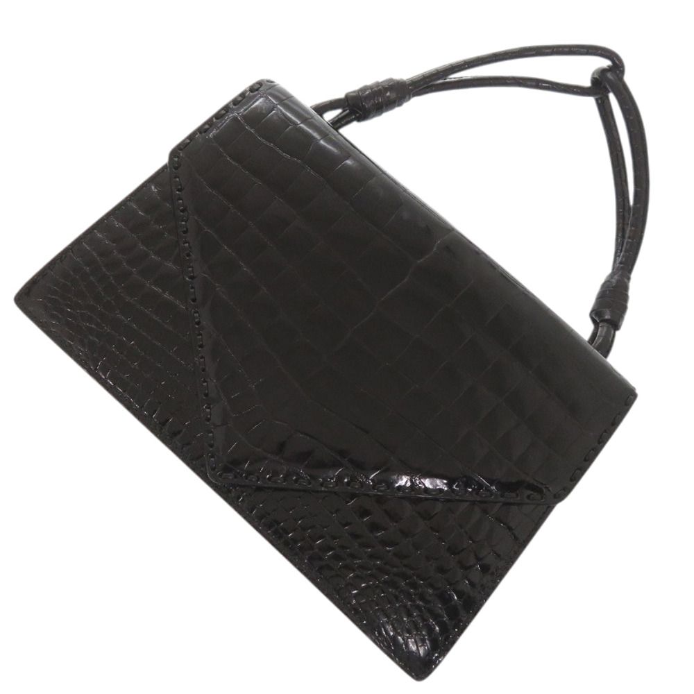 Bottega Veneta One Handle Shining Crocodile Black Handbag — view 4