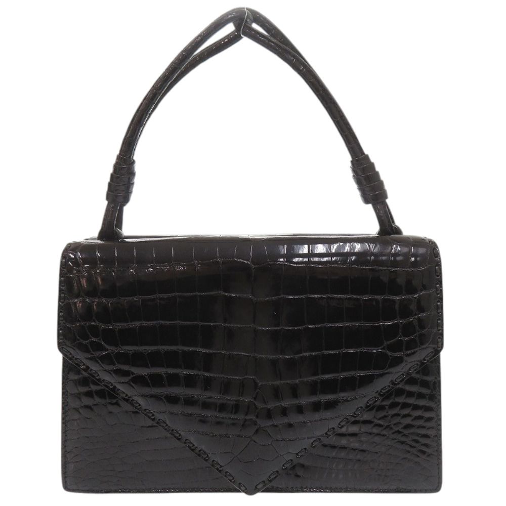Bottega Veneta One Handle Shining Crocodile Black Handbag — view 3