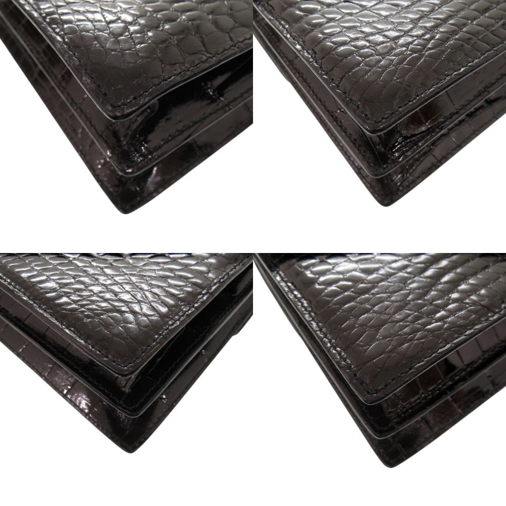 Bottega Veneta One Handle Shining Crocodile Black Handbag — view 5