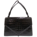 Bottega Veneta One Handle Shining Crocodile Black Handbag