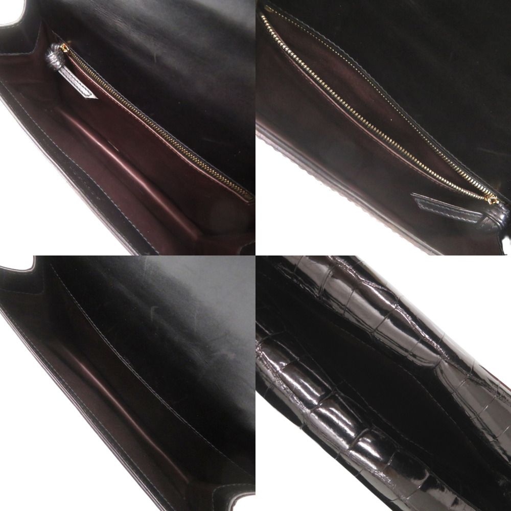 Bottega Veneta One Handle Shining Crocodile Black Handbag — view 7