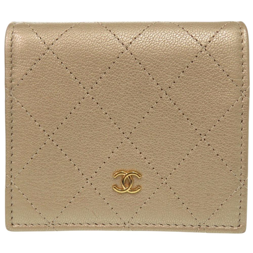 Chanel Quilted Calfskin Gold Bifold Wallet