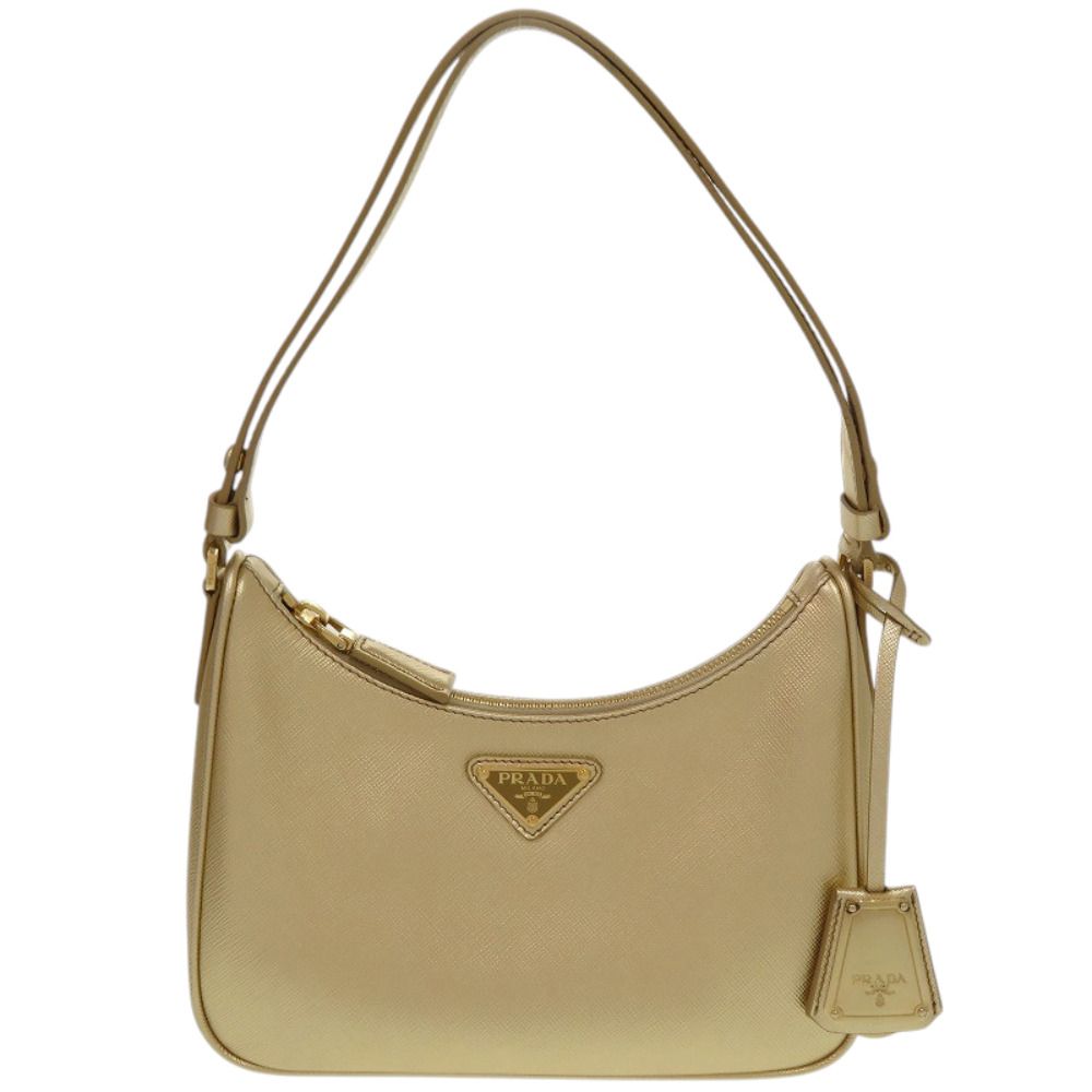 Prada Saffiano Leather Gold Shoulder Bag
