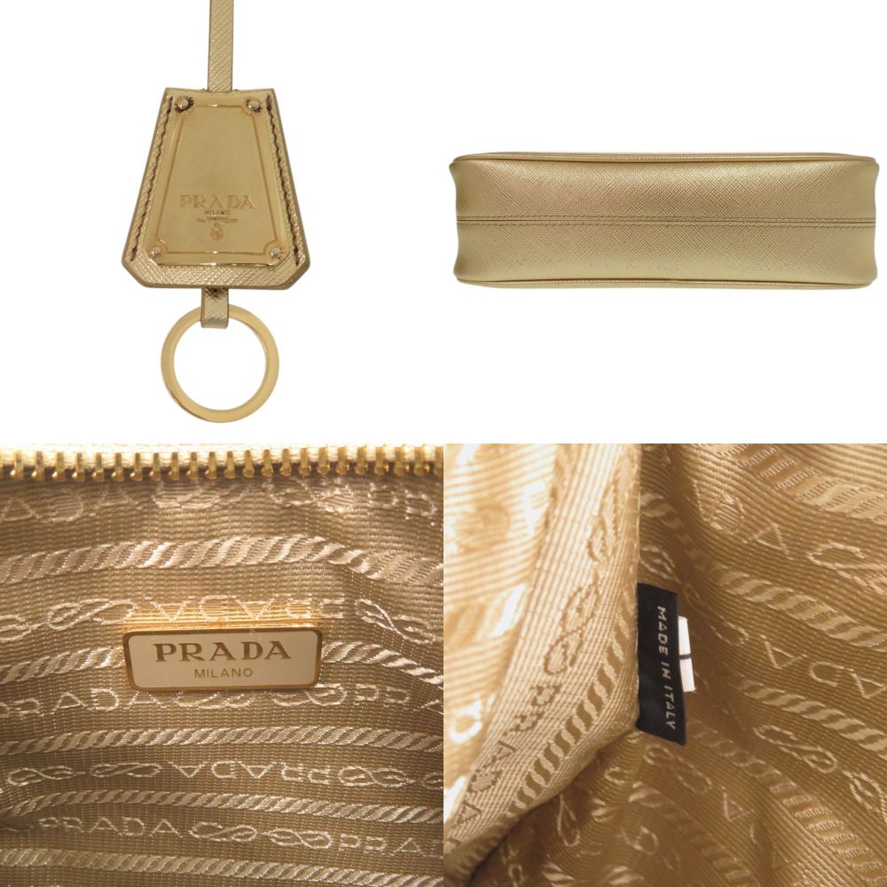 Prada Saffiano Leather Gold Shoulder Bag — view 8
