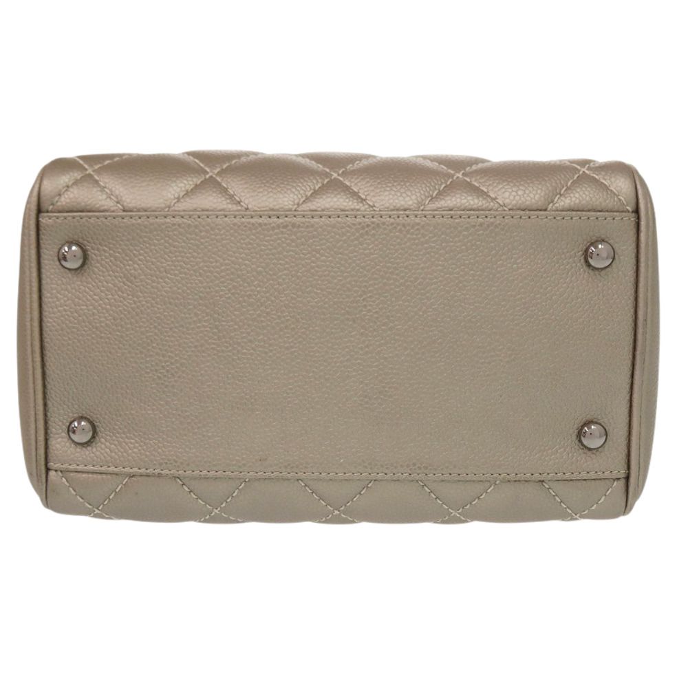Chanel Caviar Leather Champagne Silver CC Logo Handbag — view 6