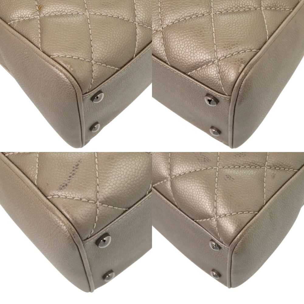 Chanel Caviar Leather Champagne Silver CC Logo Handbag — view 4