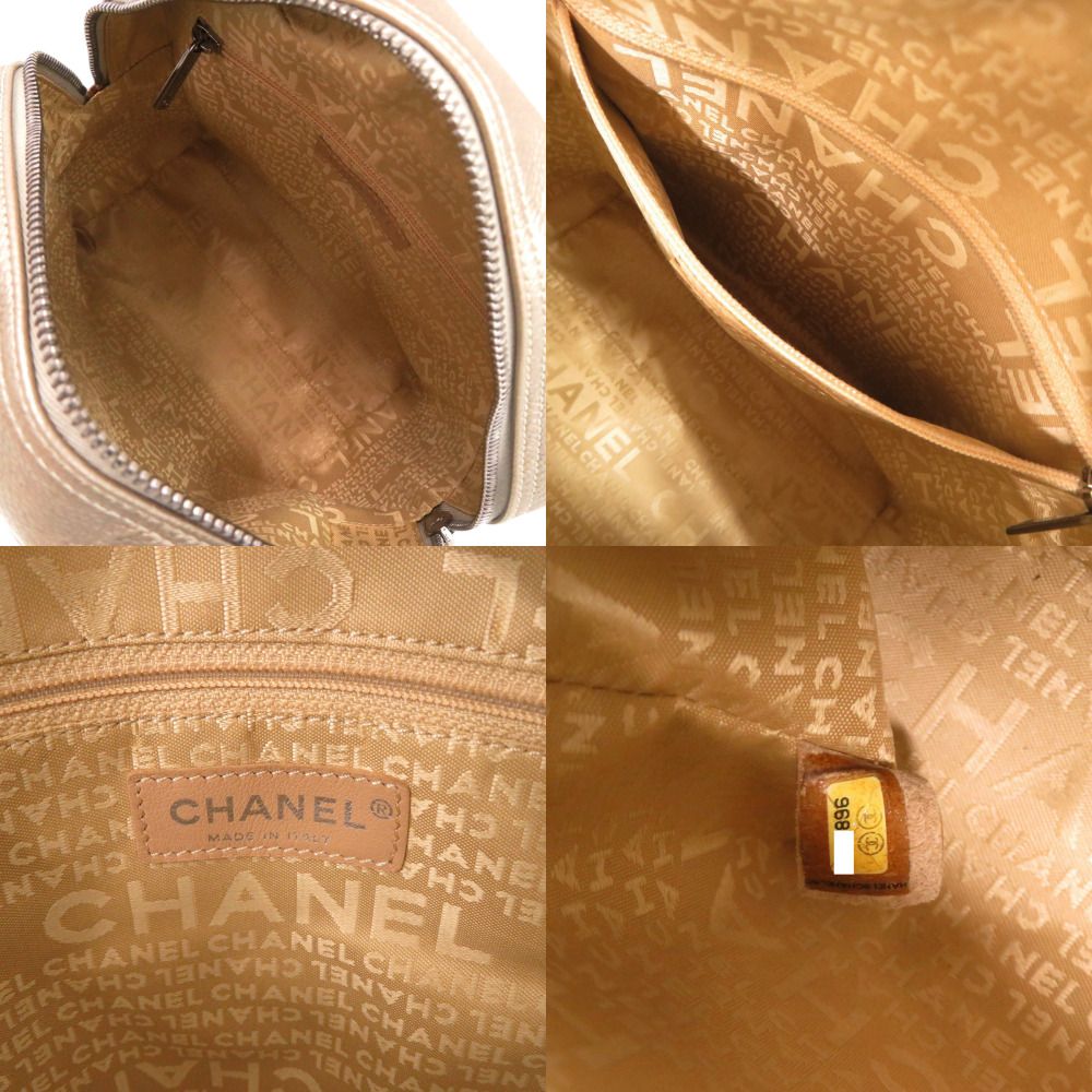 Chanel Caviar Leather Champagne Silver CC Logo Handbag — view 8