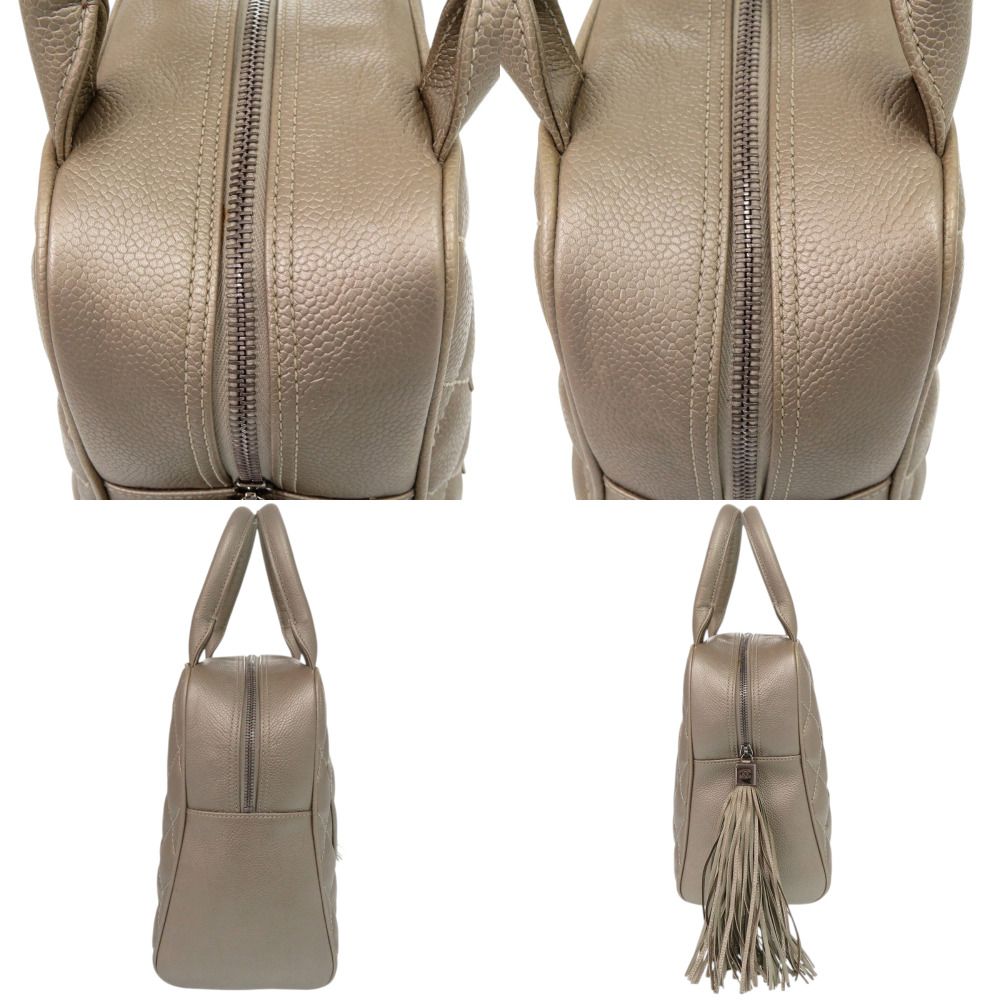 Chanel Caviar Leather Champagne Silver CC Logo Handbag — view 5