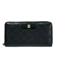 Gucci Wallet Bowie Black Embossed Guccissima Line Wind Zipper Leather
