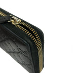 Gucci Wallet Bowie Black Embossed Guccissima Line Wind Zipper Leather — view 8