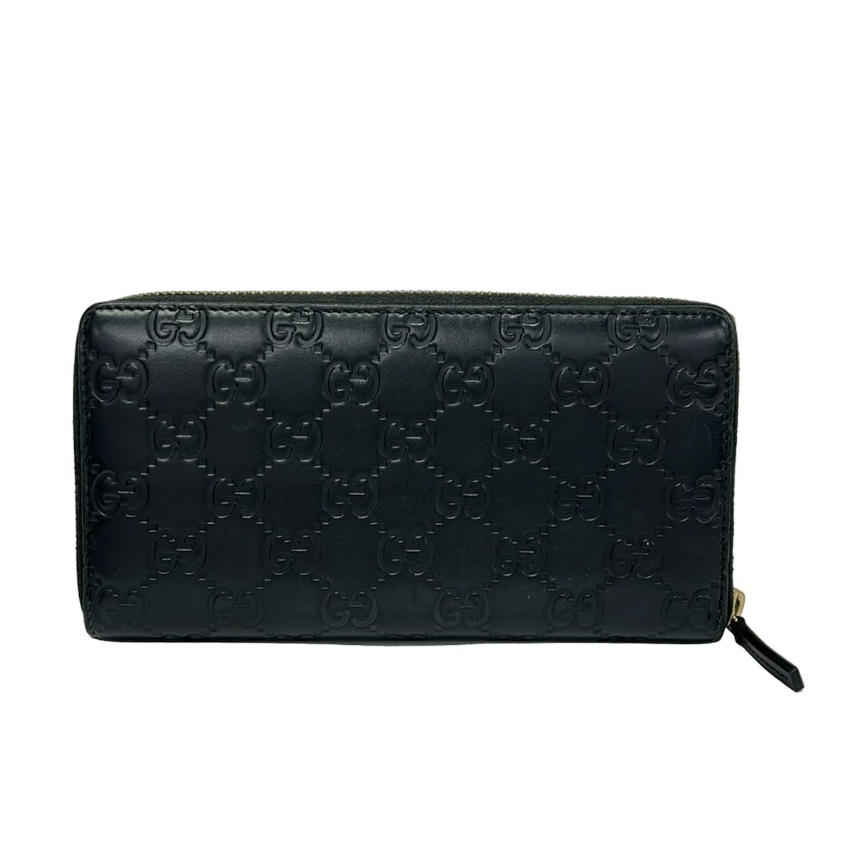 Gucci Wallet Bowie Black Embossed Guccissima Line Wind Zipper Leather — view 2