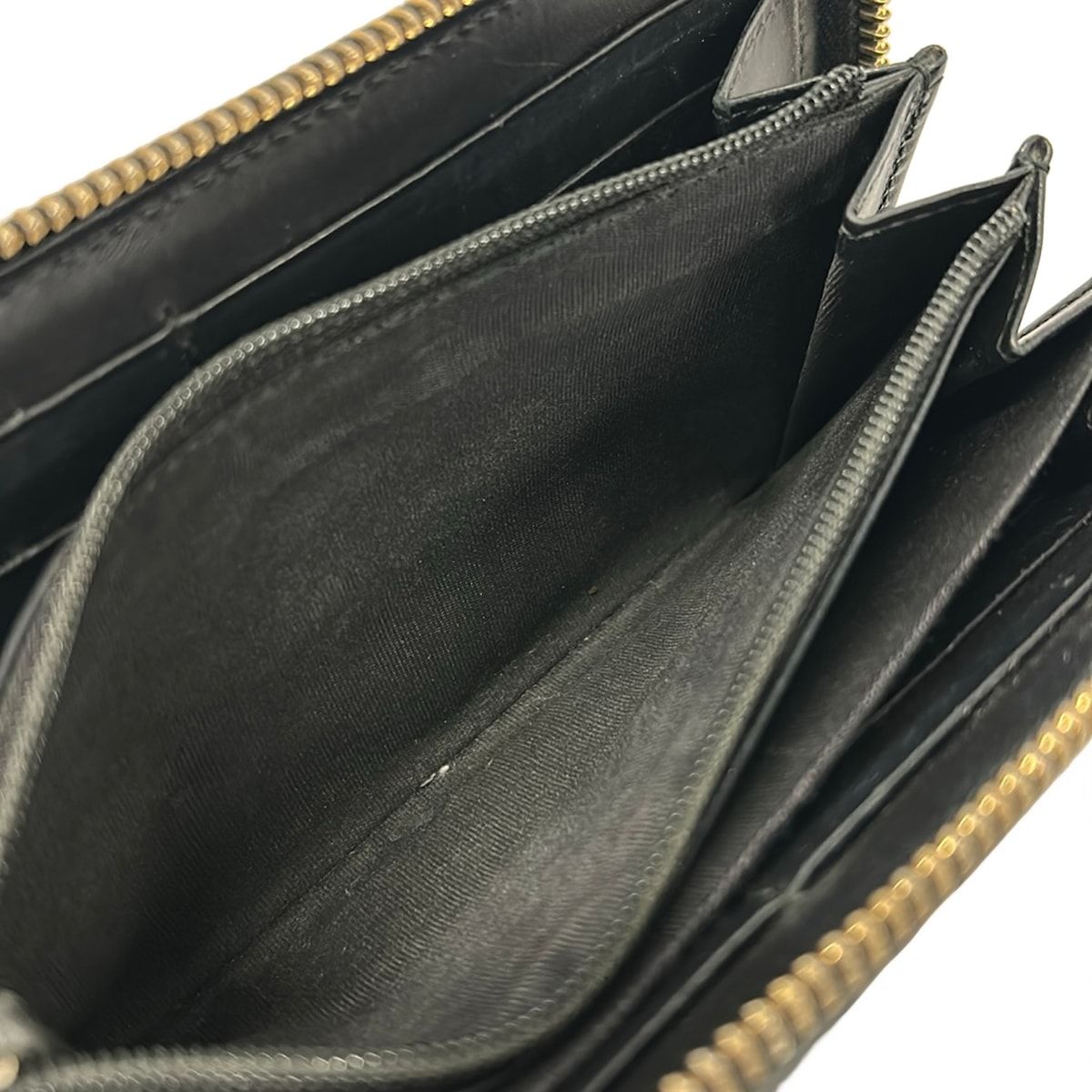 Gucci Wallet Bowie Black Embossed Guccissima Line Wind Zipper Leather — view 4