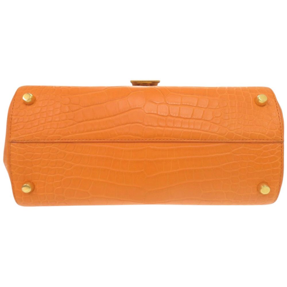 Bottega Veneta Angled Palmerato Alligator Orange Shoulder Bag — view 4
