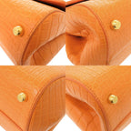 Bottega Veneta Angled Palmerato Alligator Orange Shoulder Bag — view 5