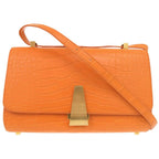 Bottega Veneta Angled Palmerato Alligator Orange Shoulder Bag