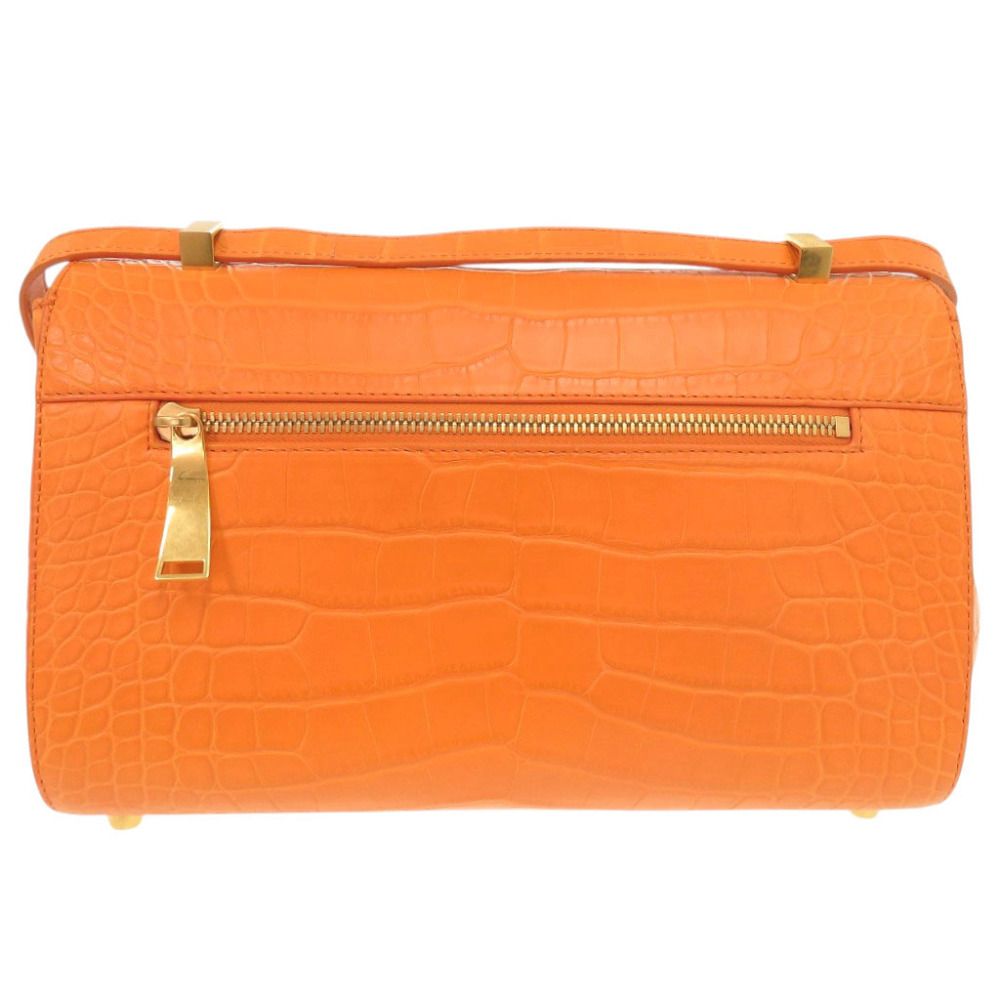 Bottega Veneta Angled Palmerato Alligator Orange Shoulder Bag — view 3