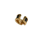 Hermes Olympe Leather Pink Gold Black Ear Cuff Earrings — view 3