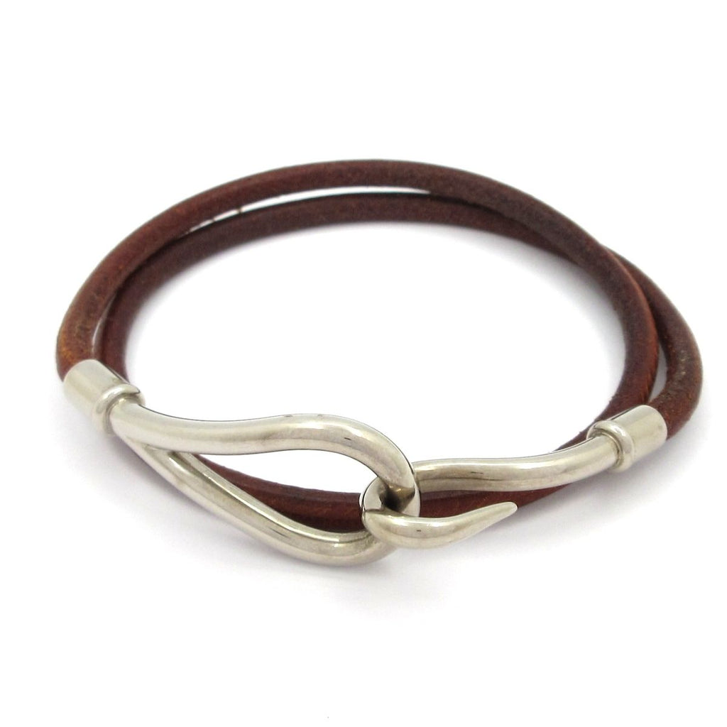 Hermes Bracelet Jumbo Leather Dark Brown Silver