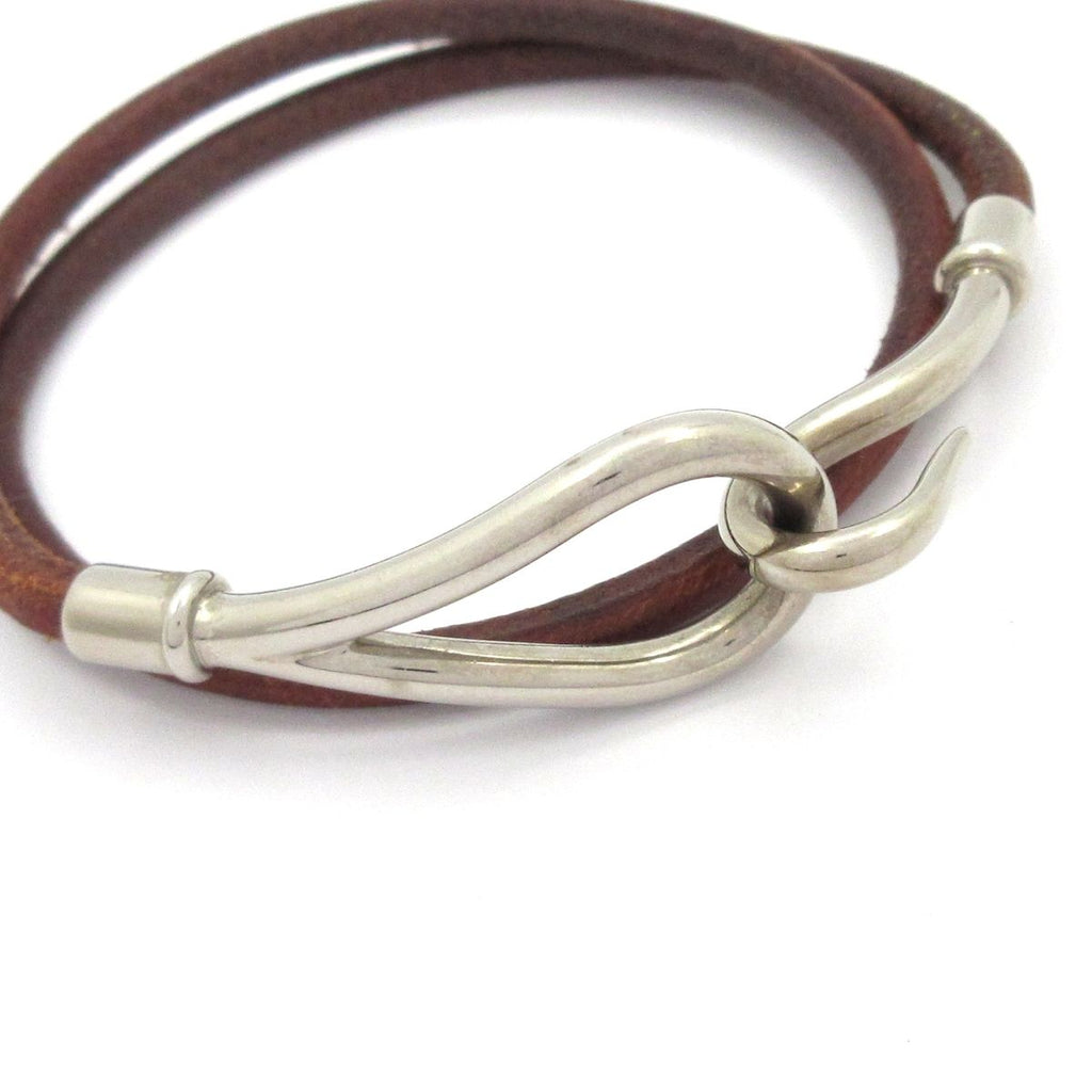 Hermes Bracelet Jumbo Leather Dark Brown Silver — view 3