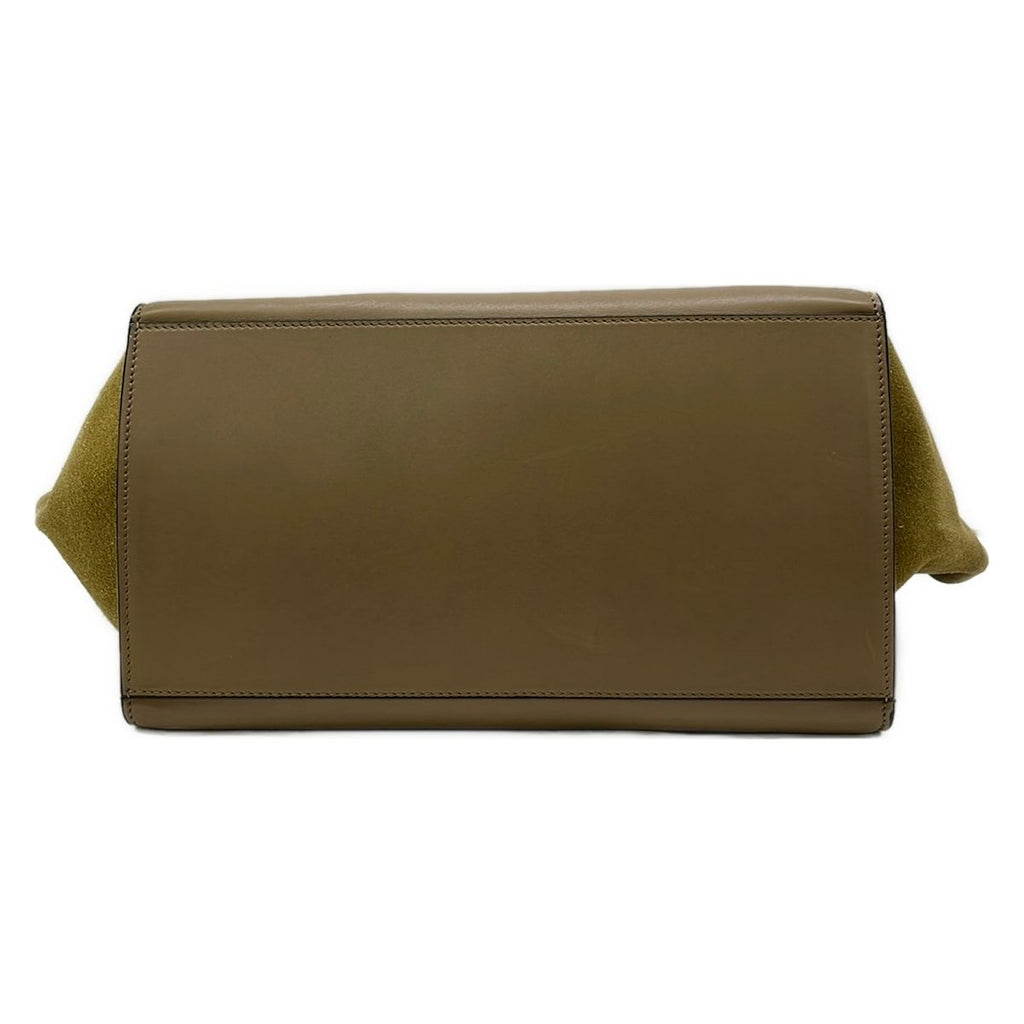 Celine Handbag Trapeze Medium Beige Dark Navy Khaki Leather — view 5
