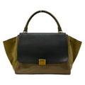 Celine Handbag Trapeze Medium Beige Dark Navy Khaki Leather