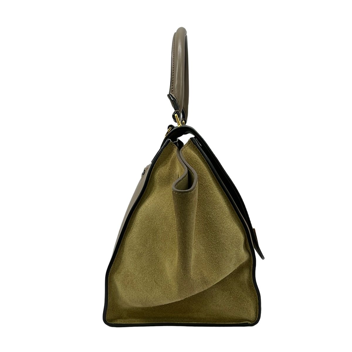 Celine Handbag Trapeze Medium Beige Dark Navy Khaki Leather — view 2