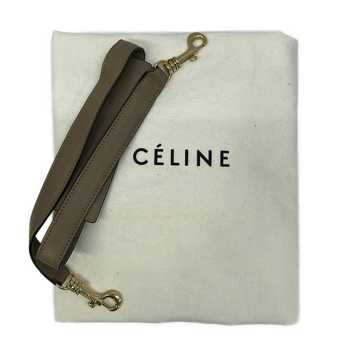 Celine Handbag Trapeze Medium Beige Dark Navy Khaki Leather — view 8