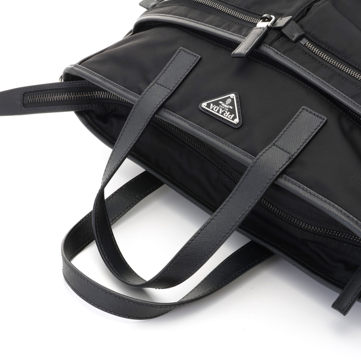 Prada Re-Nylon 2-Way Bag Black Nylon Saffiano Handbag — view 4