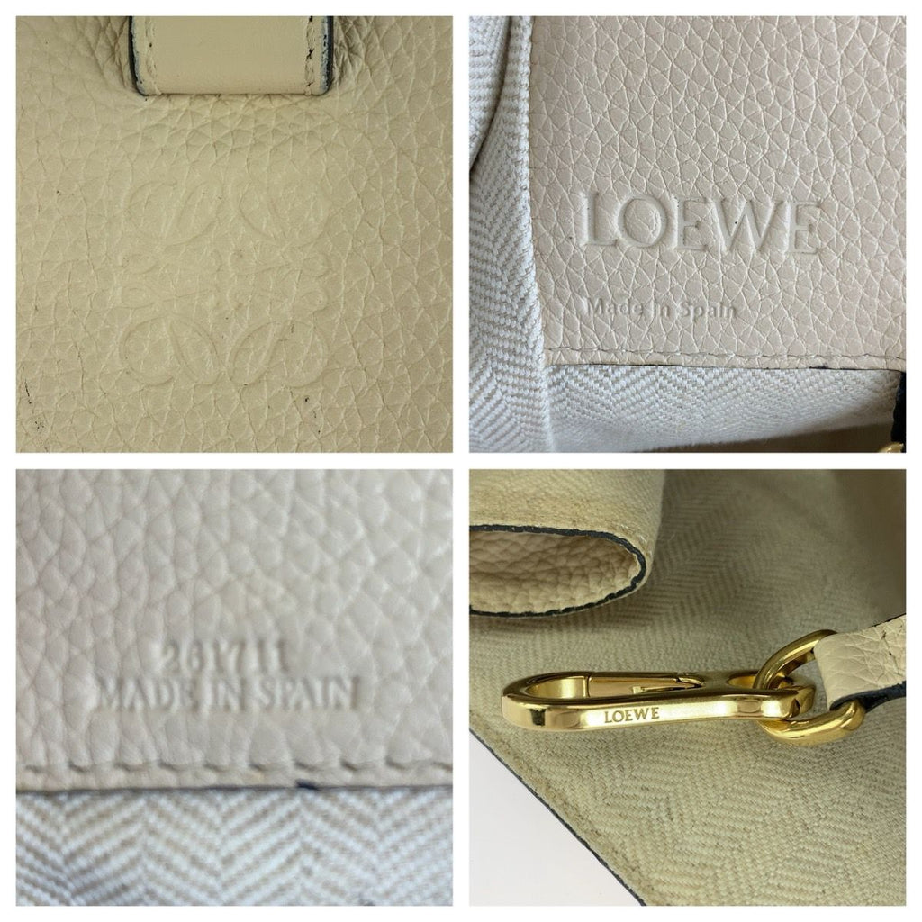 Loewe Hammock White Beige Gold Leather Handbag — view 4