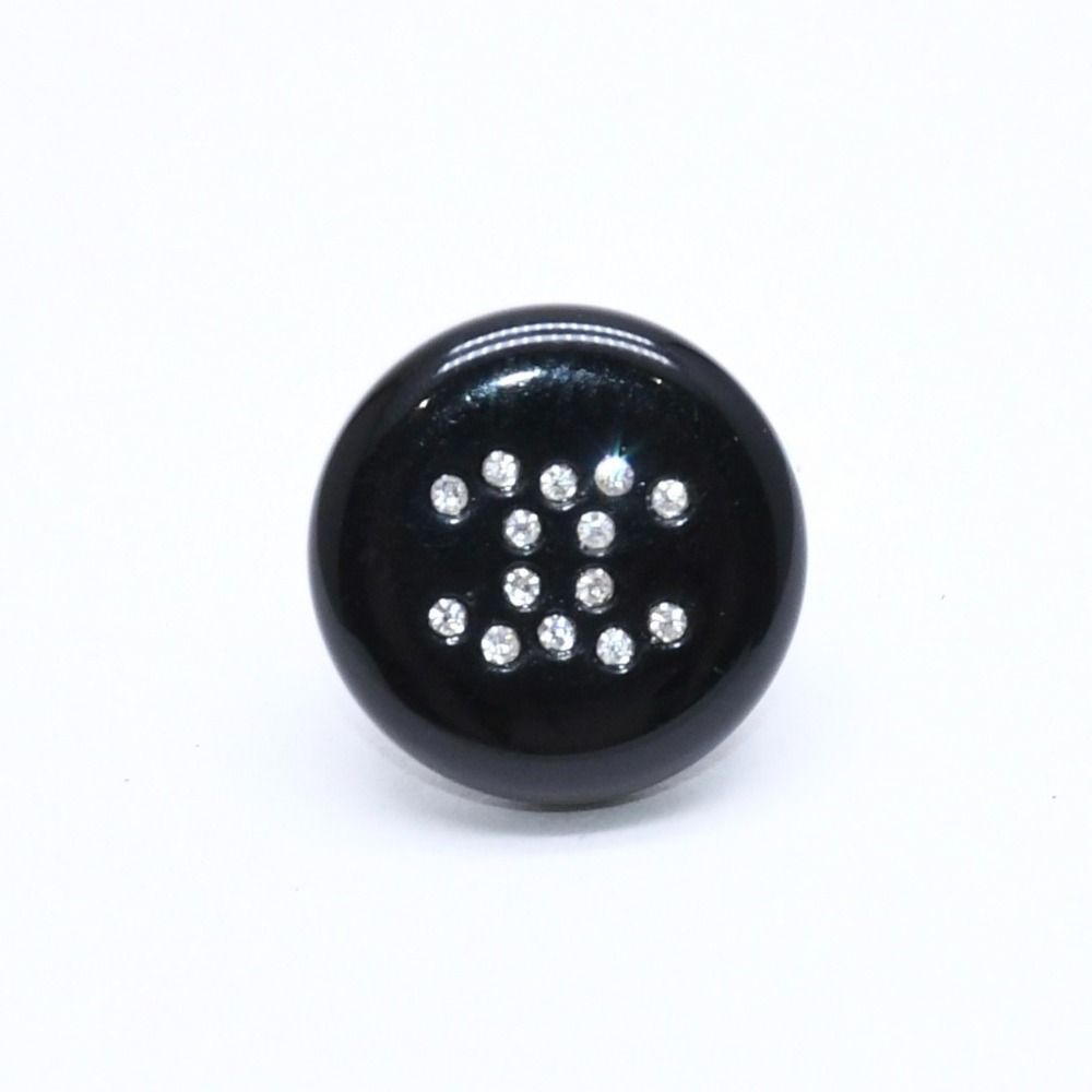 Chanel CC Logo Stud Single Earrings Stamp Black Rhinestone Plastic