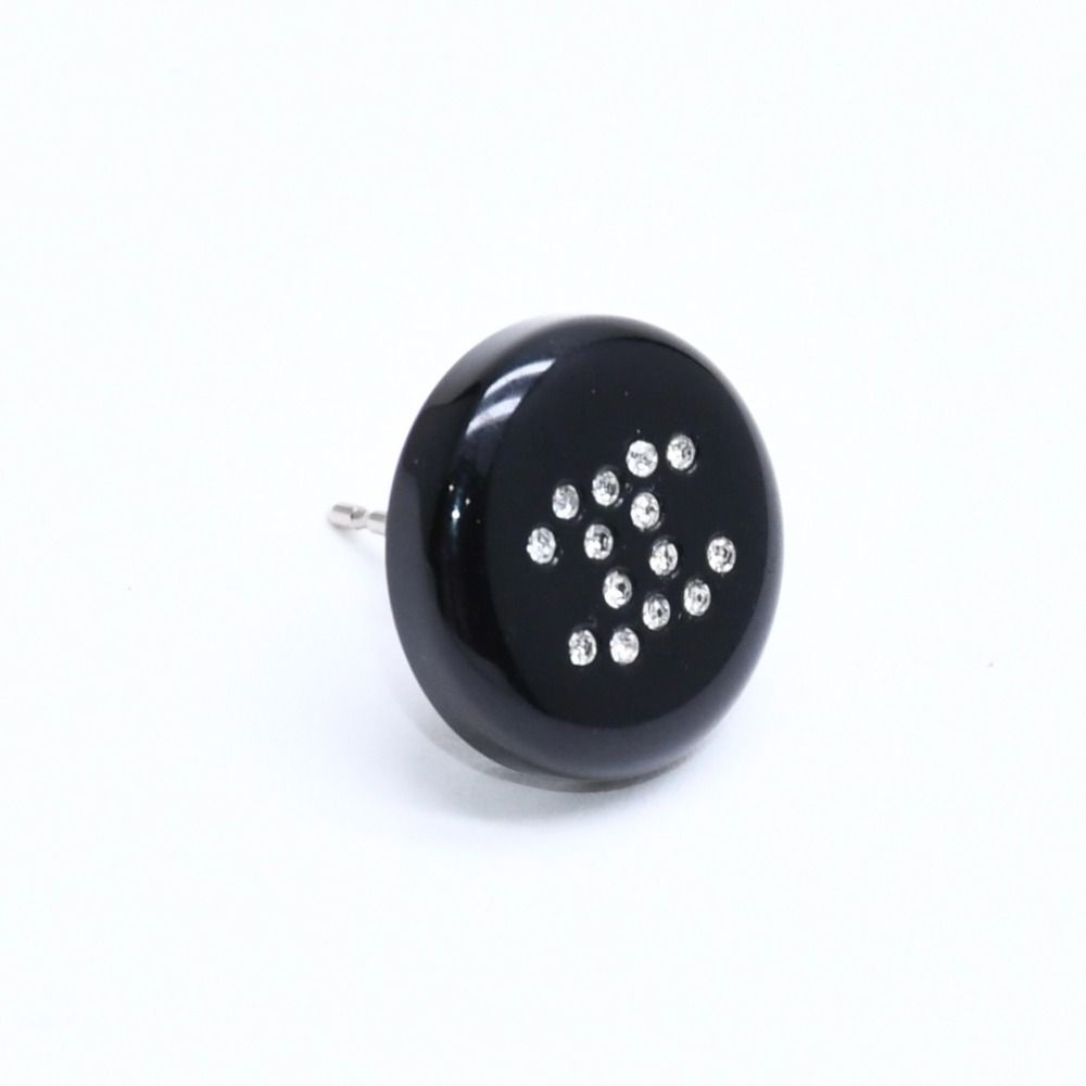 Chanel CC Logo Stud Single Earrings Stamp Black Rhinestone Plastic — view 3