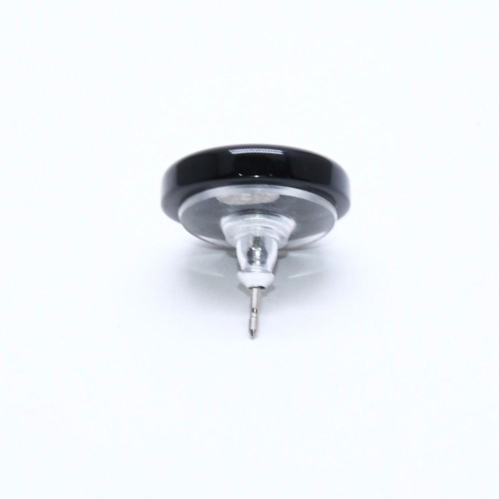 Chanel CC Logo Stud Single Earrings Stamp Black Rhinestone Plastic — view 6