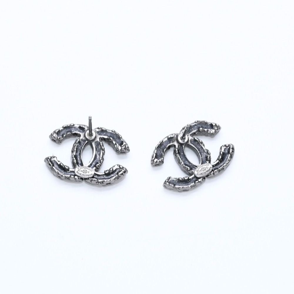 Chanel CC Logo Drop Earrings 05C Stamp Metal Stone — view 7