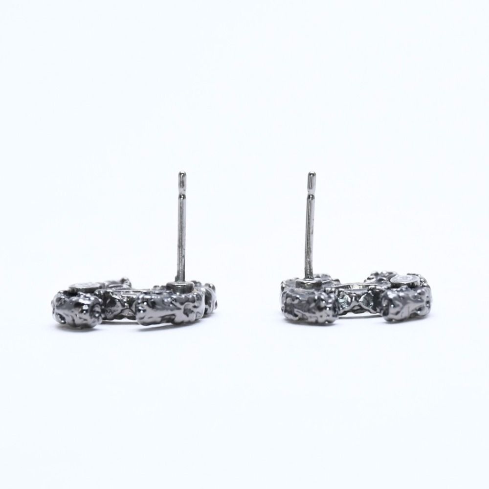 Chanel CC Logo Drop Earrings 05C Stamp Metal Stone — view 8